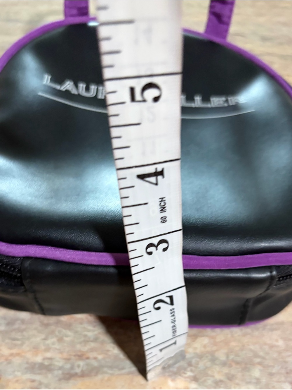 Laura Geller Black Cosmetic Bag with Purple Trim and Handles - Picture 7 of 7